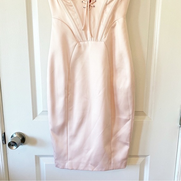 HOUSE OF CB Marsha Ballet Pink Satin Corset Bodycon Mini Dress XS - Picture 7 of 15